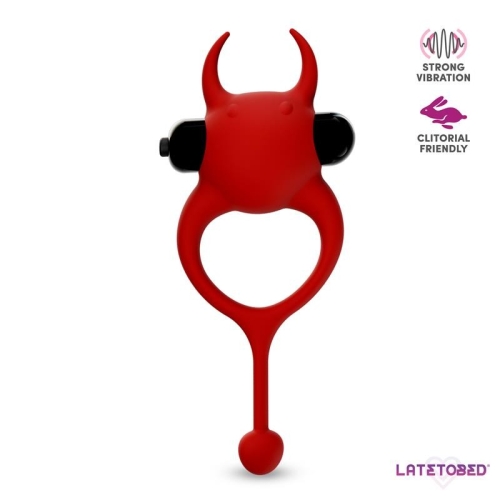 Эрекционное виброкольцо на член красное Latetobed Hornvyl Vibrating Bullet Devil - 2