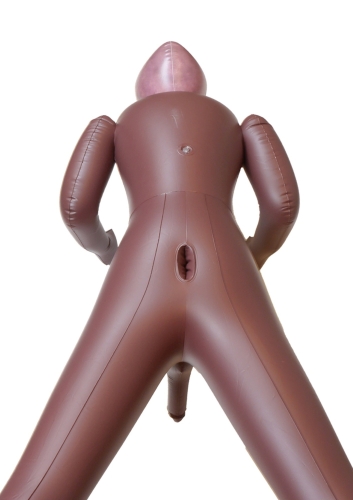 Надувная кукла с напечатанным лицом и членом коричневого цвета Boss of toys Boss Series Hunk - 4