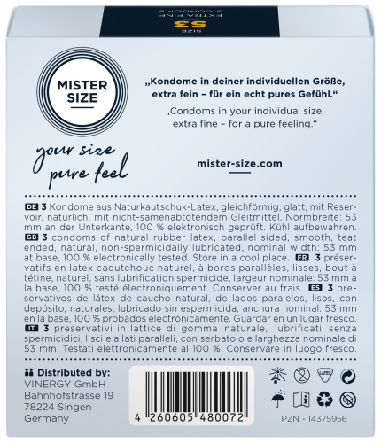Презервативи Mister size 53 mm (мм) 3 штуки Містер Сайз - 3