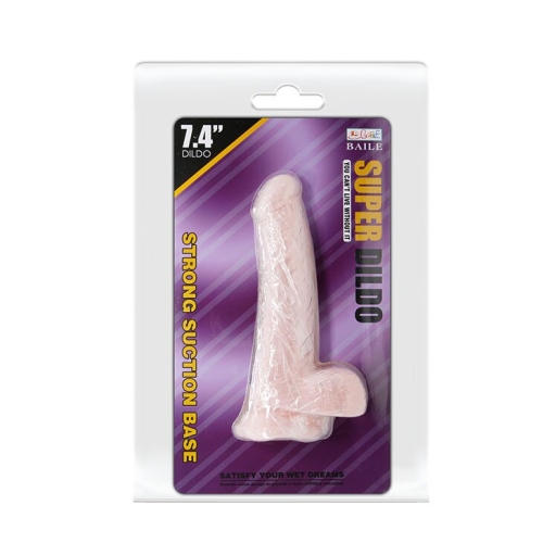 Фалоімітатор 14,5 / 4 см реалістичний на присоску з мошонкою SUPER Dildo 7.4 - 6