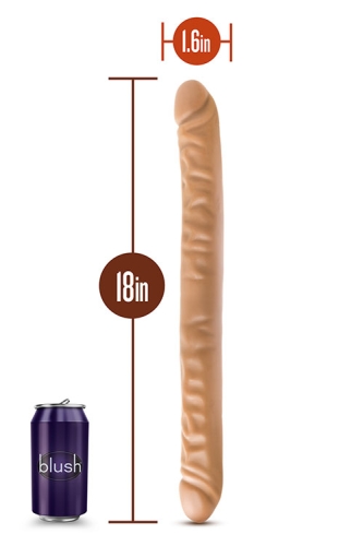 Фалоімітатор подвійний тілесного кольору з реалістичним дизайном DR SKIN 18inch MOCHA - 4