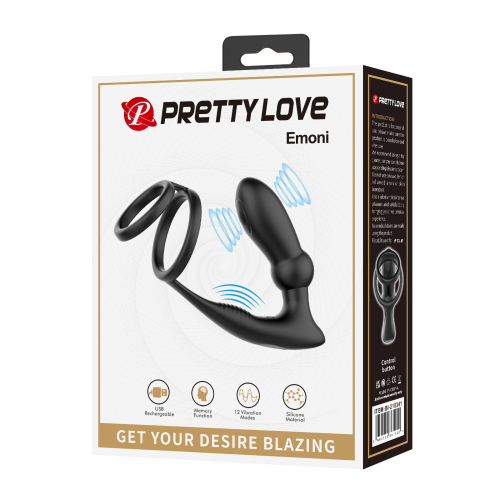 Вибромассажер простаты с двойным эрекционным кольцом Lybaile Pretty Love EMONI - 10