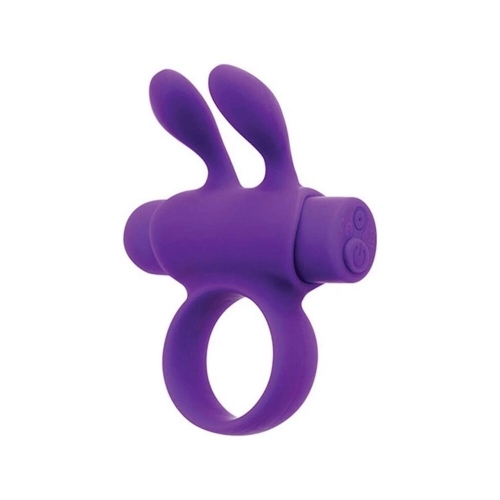 Эрекционное виброкольцо на член с ушками для клитора фиолетовое S Pleasures Premium Rabbit Ring со съемной вибропулей - 1