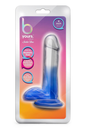 Фалоімітатор реалістичний з мошонкою на присосці прозоро синій Blush b Yours - 4
