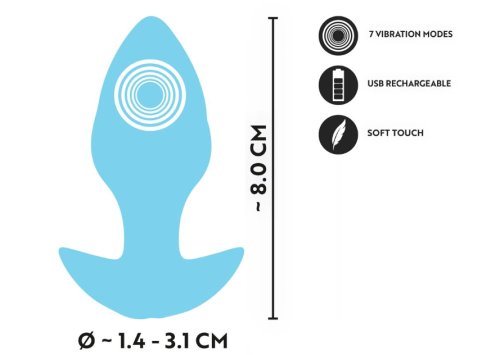 Анальная вибропробка синяя Soft Silicone Vibrating Mini Butt Plug - 2