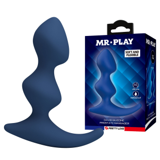 Массажер простаты рельефный силиконовый синий LYBAILE MR.PLAY David Silicone Prostate Massager