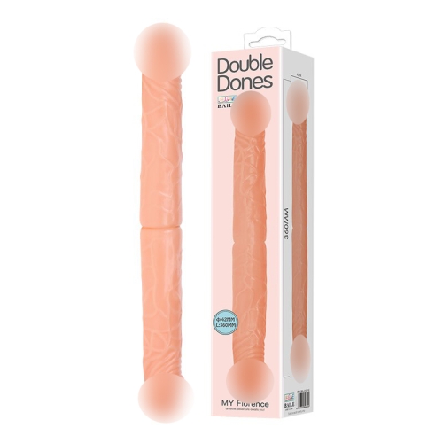 Фалоімітатор двосторонній реалістичний бежевий Baile Double Dones - 1