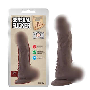 Фаллоимитатор рельефный реалистичный на присоске коричневого цвета Chisa Sensual Fucker