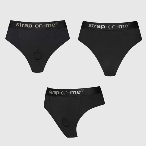Трусики для страпону чорні Strap-On-Me Harness Lingerie Idole розмір S - 2