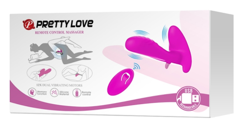 Вибратор со стимулятором клитора фиолетовый PRETTY LOVE Remote Control Massager - 9