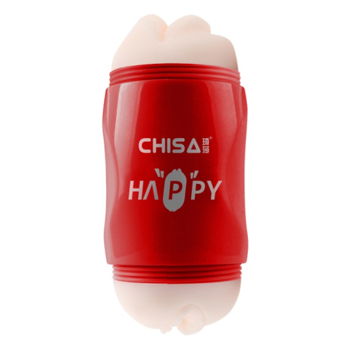 Мастурбатор в красной колбе вагина и анус телесного цвета Chisa Happy Cup - 3
