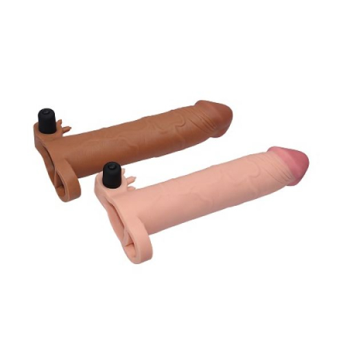 Насадка для подовження пеніса реалістична з вібропулею закрита lovetoy коричнева - 2