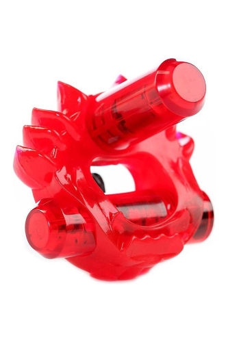 Эррекционное виброкольцо на член с двумя вибропулями красное Zero Tolerance Flame Thrower - 2