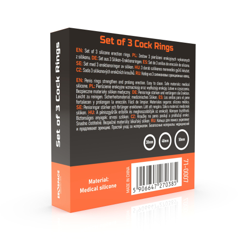 Эрекционные кольца на член черного цвета Erospace Men’s Play Set Of 3 Cock Rings модель B7 3 штуки - 6