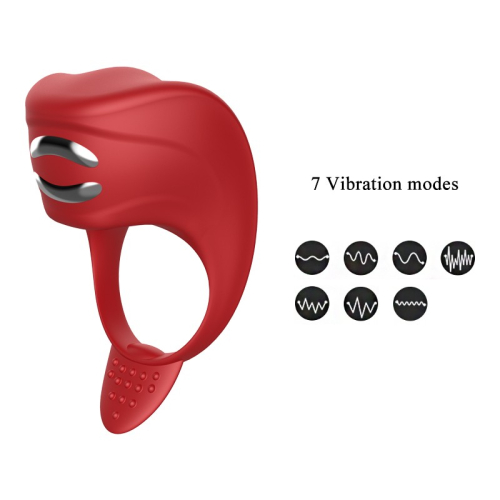 Эрекционное виброкольцо красного цвета Foxshow Vibrator ring - 9