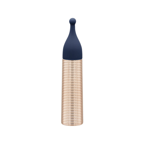 Вібромасажер Ванд золотистого кольору з 5 синіми насадками Pillow Talk Secrets Desires 6 Piece Mini Massager - 7