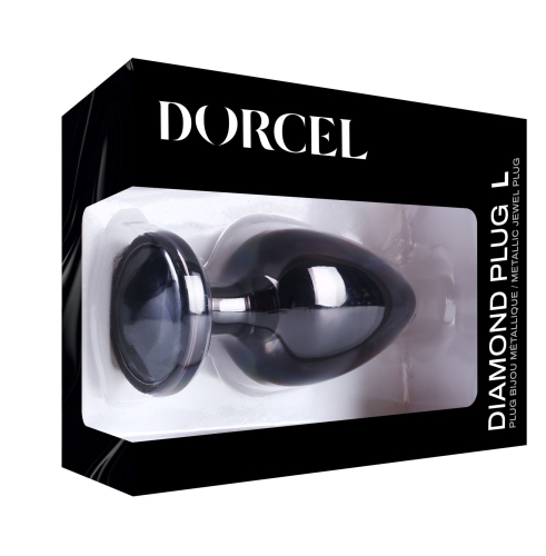 Анальна металева пробка з прикрасою у вигляді кристала чорного кольору Dorcel розмір L - 7