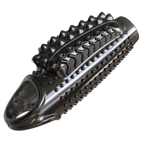 Стимулирующая насадка на член с пупырышками черная Meleon - Dragon Ejaculation Control Sleeve - 8