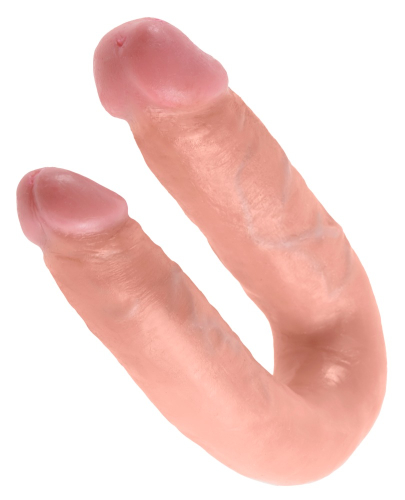 Двосторонній фалоімітатор реалістичний тілесного кольору Pipedream King Cock M Double Trouble Flesh - 5