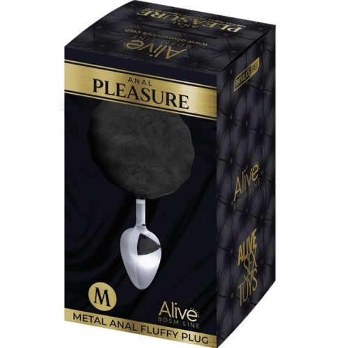 Анальна пробка металева із чорним хвостиком Alive Anal Pleasure розмір M - 2
