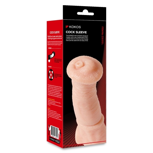 Насадка на член із петлею для мошонки тілесна Kokos Cock Sleeve CS 012 розмір L - 5