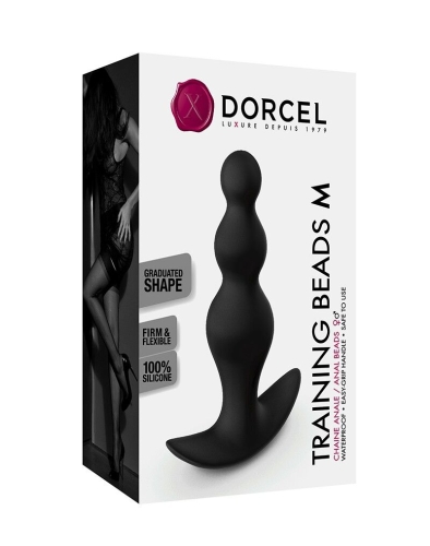 Анальная цепочка черная силиконовая Dorcel TRAINING BEADS размер M - 5