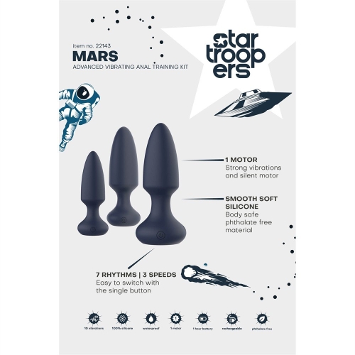 Набір анальних вібраторів синього кольору Dream Toys Startroopers Mars 3 штуки розміри S, M, L, - 10