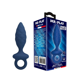 Анальная пробка с кольцом синяя LYBAILE MR.PLAY Butt Plug with Loop размер S