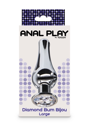 Анальная пробка металлическая с кристаллом серебристая TOY JOY Diamond размер L - 1