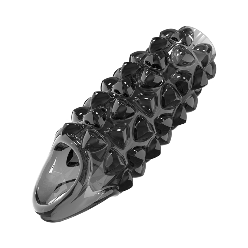 Стимулююча насадка на член із пухирцями чорна Meleon - Dragon Spine Locking Sleeve - 3