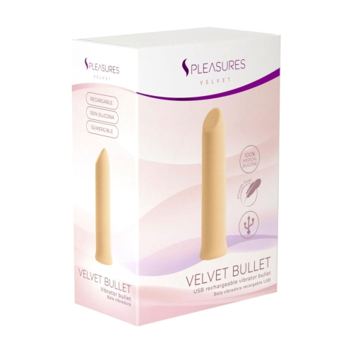 Вибропуля клиторальная из силикона премиального качества телесного цвета S Pleasures Velvet Bullet - 3