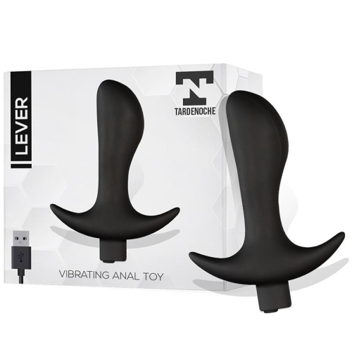 Анальна вібропробка з силіконова чорна важільним механізмом Tardenoche Lever з USB-підключенням - 1