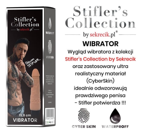 Вибратор вагинальный реалистичный из киберкожи бежевого цвета Medica group Stiflers Collection - 7