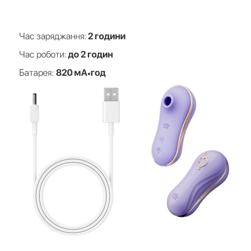 Вакуумний кліторальний стимулятор та віброяйце фіолетового кольору Zalo UNICORN - 6