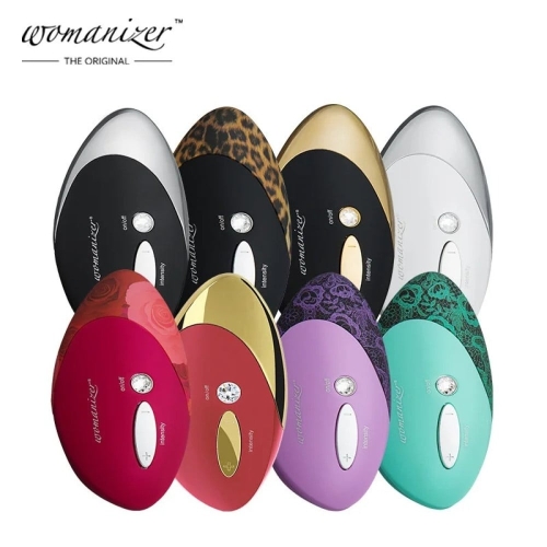 Клиторальный вакуумный стимулятор с кристаллом Swarovski силиконовый красного цвета Womanizer W 500 Magenta - 7