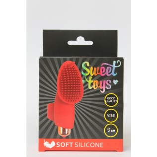 Вібратор для клітора силіконовий з вусиками на палець SWEET TOYS Червоний L 9 см d 3,3 см