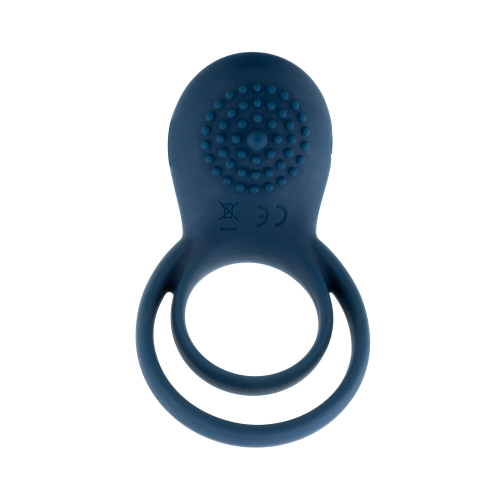 Ерекційне віброкільце на член подвійне силіконове синє Boners Vibrating Double Cock Ring - 3
