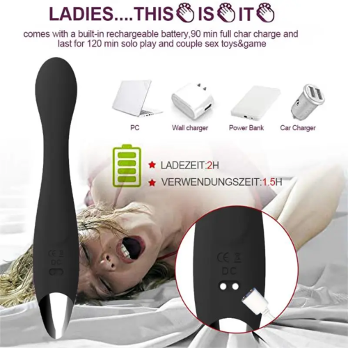 Вагінальний вібратор для точки G чорний Blue massager Flamingo - 6