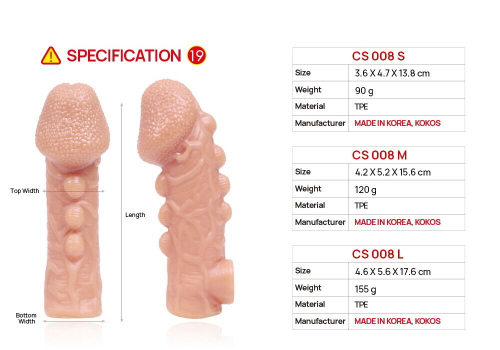 Насадка на член з отвором для мошонки тілесного кольору Kokos Cock Sleeve CS 008 розмір L - 7