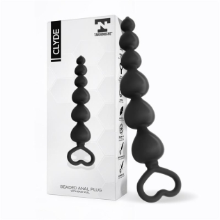 Анальный шарики с ручкой силиконовые черные Tardenochе Clyde Beaded Butt Plug Easy Pull 