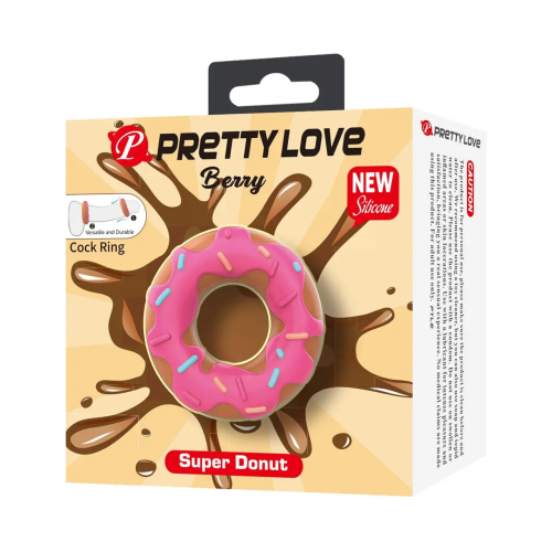 Ерекційне кільце на член у формі пончика з рожевим кремом LYBAILE Pretty Love Berry - 7