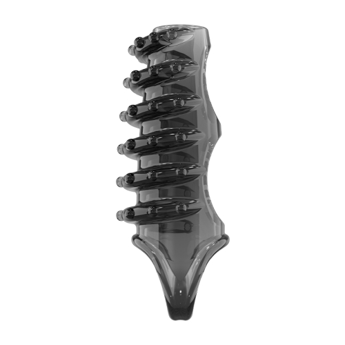 Стимулююча насадка на член з петлею та пухирцями чорна Meleon - Sea Dragon Locking Sleeve - 4