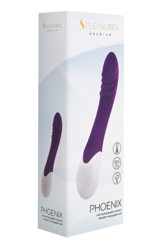 Вибратор для точки G водостойкий с функцией нагрева фиолетовый S Pleasures Premium Phoenix - 3