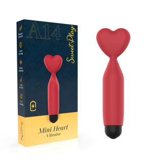 Мини-вибратор с наконечником в форме сердца красного цвета Erospace Sweet Play Mini Heart Vibrator модель A14
