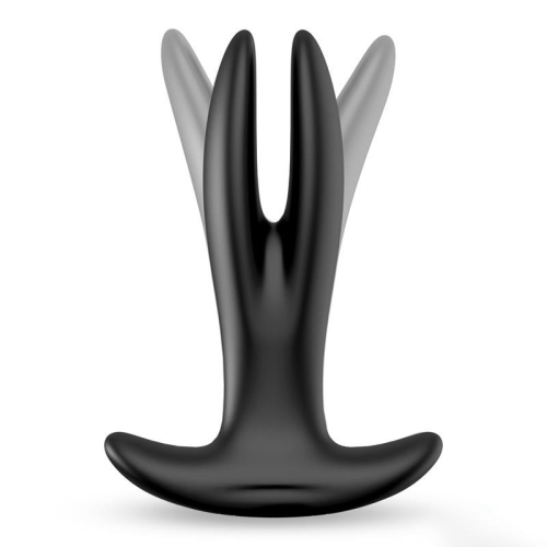 Анальна вібропробка з розсуванням та ПУ Action Pinsy Expandable Butt Plug чорного кольору - 2