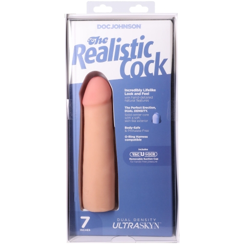 Фаллоимитатор реалистичный на присоске телесный Doc Johnson The Realistic Cock ULTRASKYN - 7 Inch Vanilla - 10