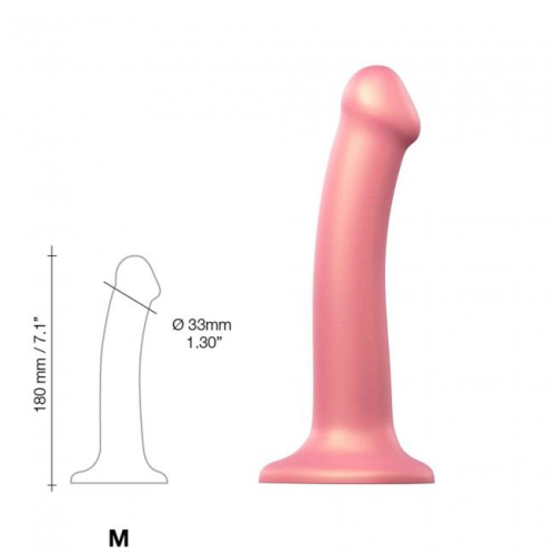 Насадка для страпона силіконова рожева Strap-On-Me Mono density Dildo m діам 3,3 см - 3