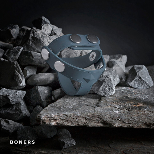 Эрекционное кольцо на член Т образной формы серого цвета Boners - 2
