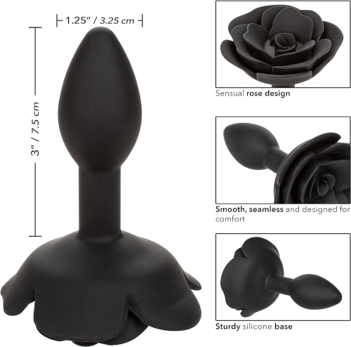 Анальна пробка у формі троянди чорного кольору California Exotic Novelties розмір Small - 7