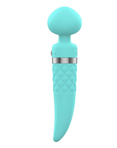 Роскошный вибромассажер с подогревом вибрация и ротация PILLOW TALK - Sultry Teal с кристаллом Сваровски - 10